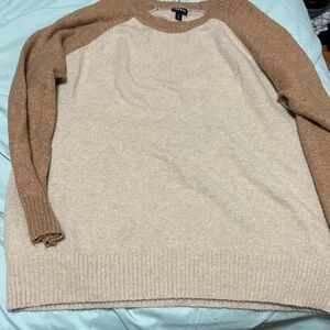 Torrid Cream and Tan Crew Neck Sweater